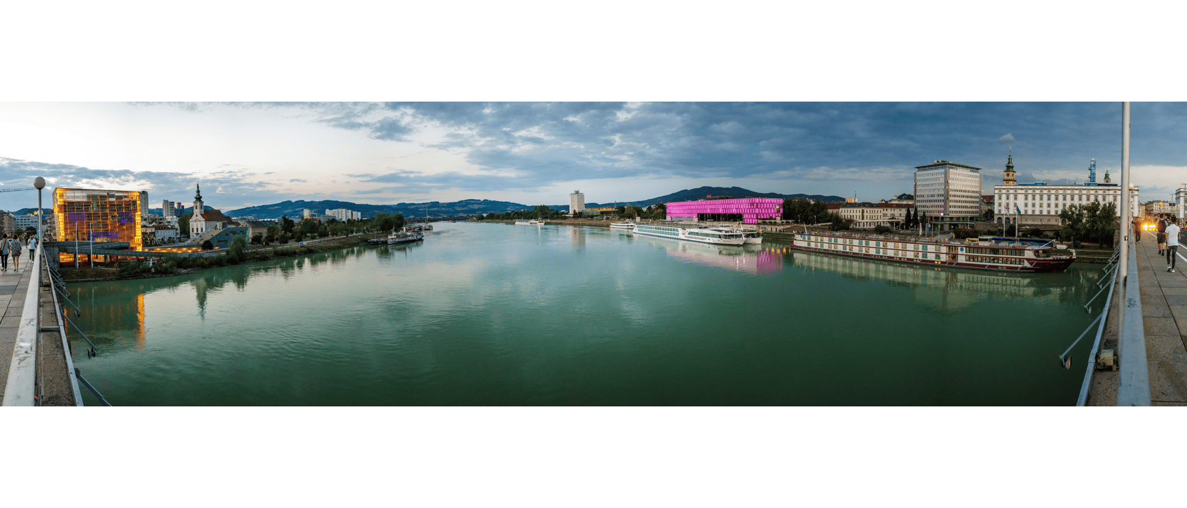 Linz Panorama with Danube river