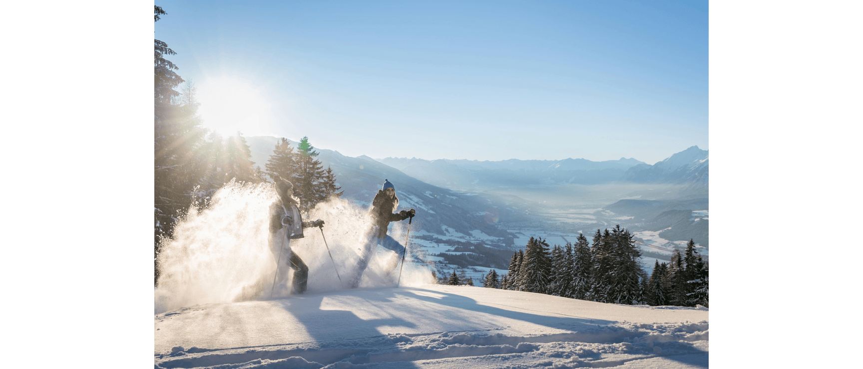 Snowshoeing in harmony with the winter landscape