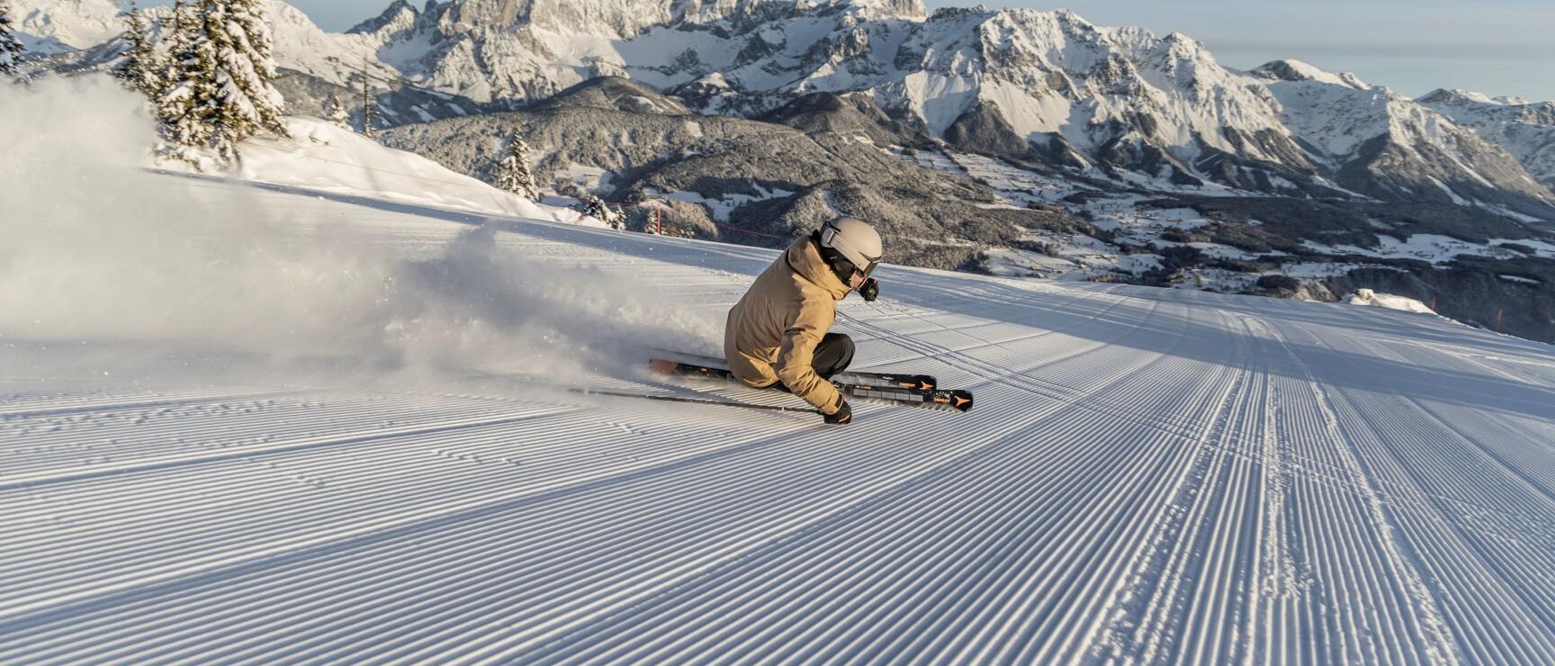 Skiing on the Reiteralm, winter panorama