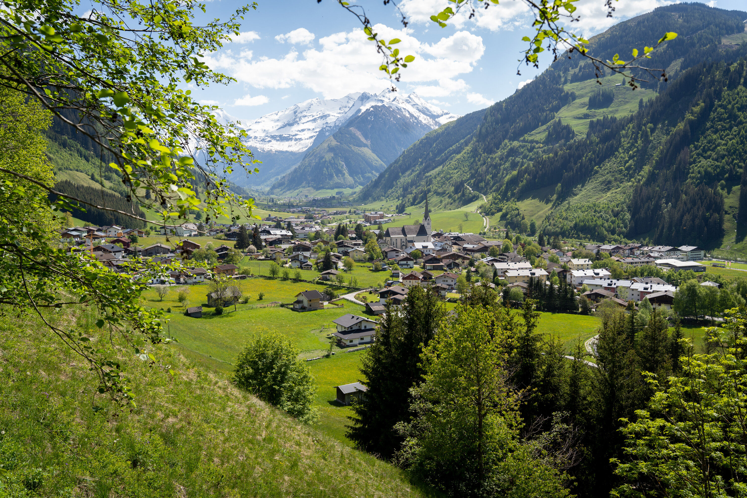 Rauris Valley alpine village view in Austria