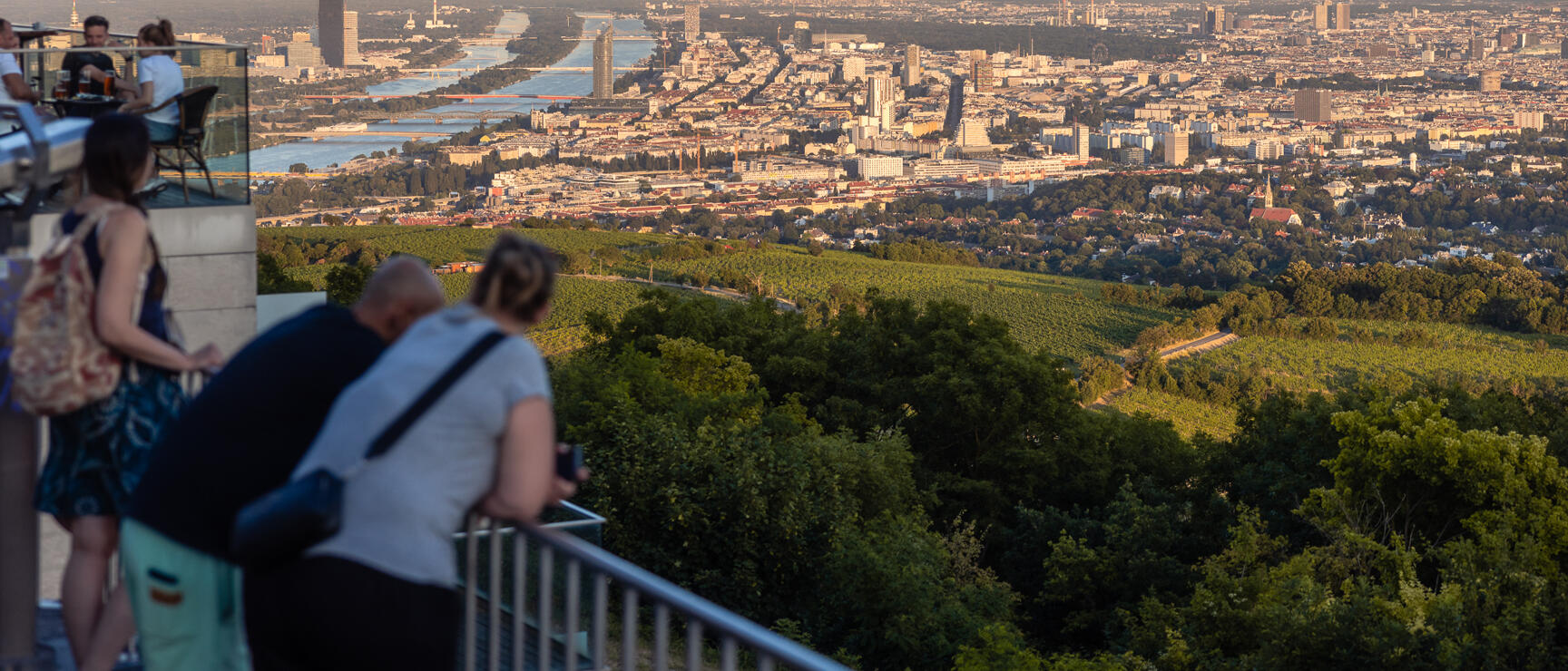 Kahlenberg, viewing terrace with sunset