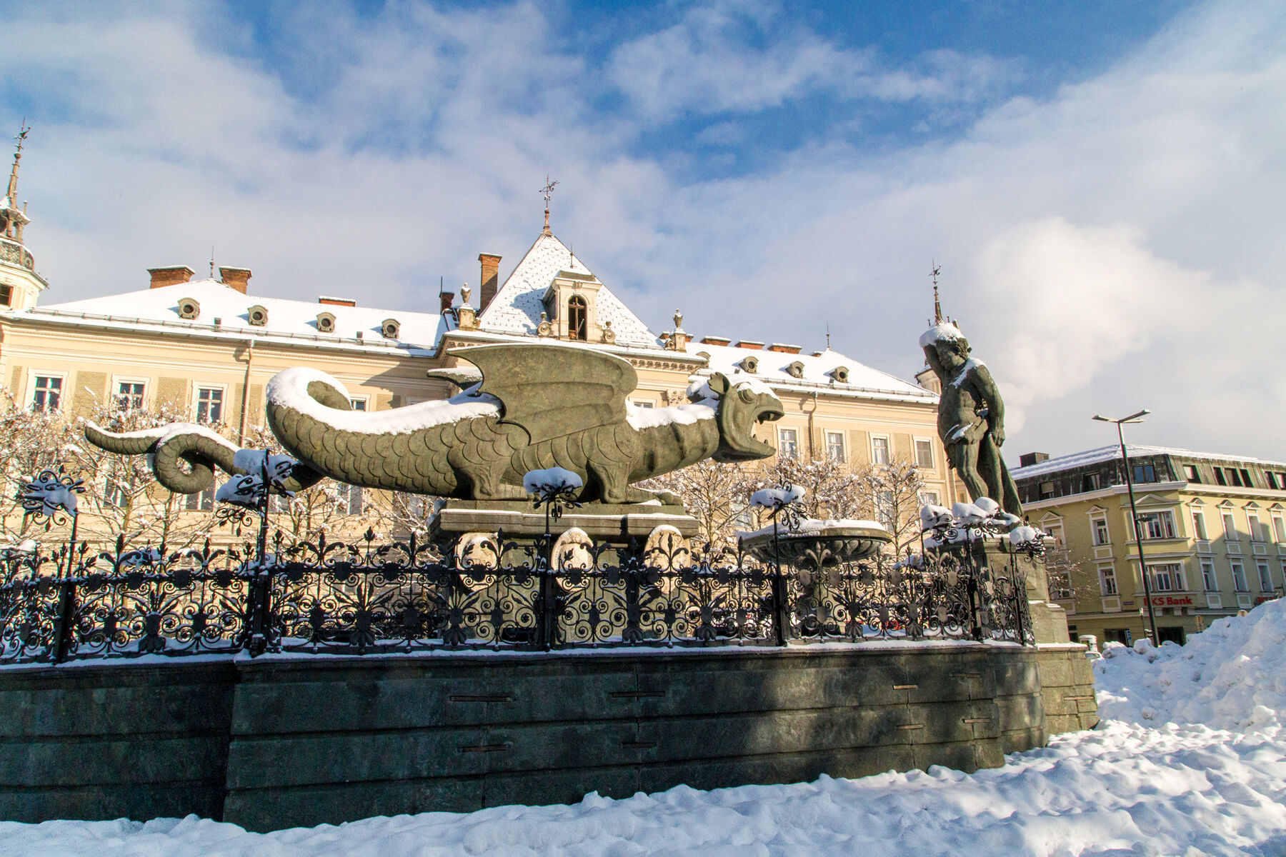 The Lindwurm, landmark of the city of Klagenfurt am Wörthersee