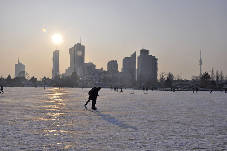 Eislaufen auf der Alten Donau