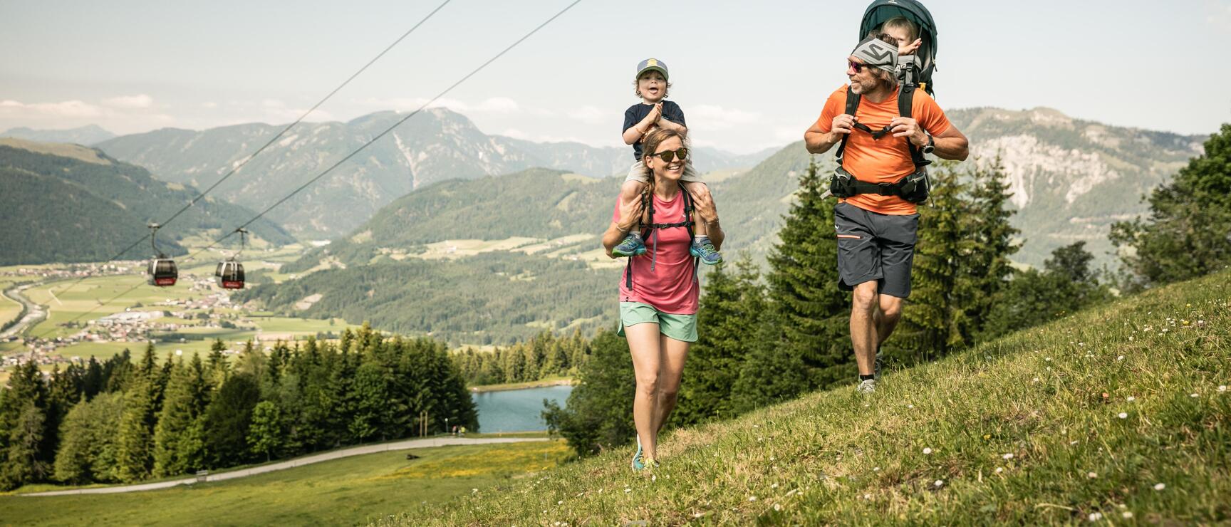 Family Hiking at the Harschbichl Mountain