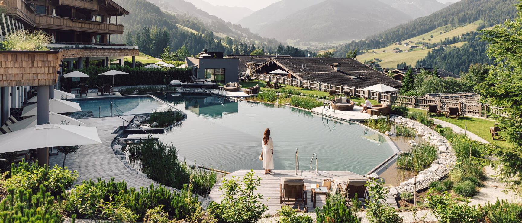 Hotel Böglerhof outdoor view with pool in summer