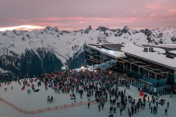 Dusk in the Ischgl ski resort in winter