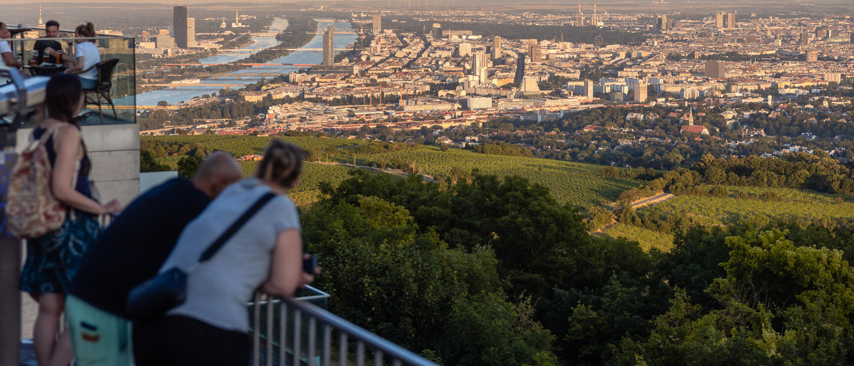 Kahlenberg, viewing terrace with sunset