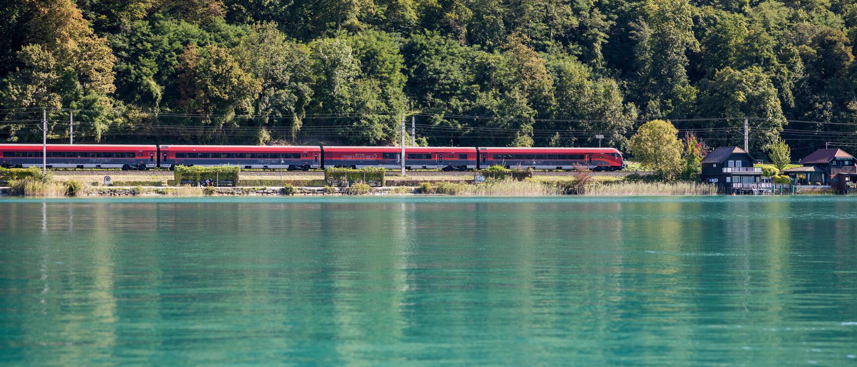Koralm Railway - Railjet en route at Lake Wörthersee