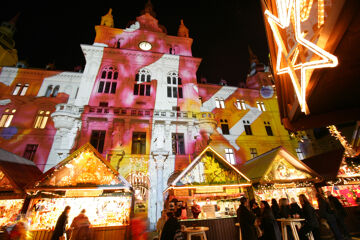 Projection onto the town hall, Advent in Graz