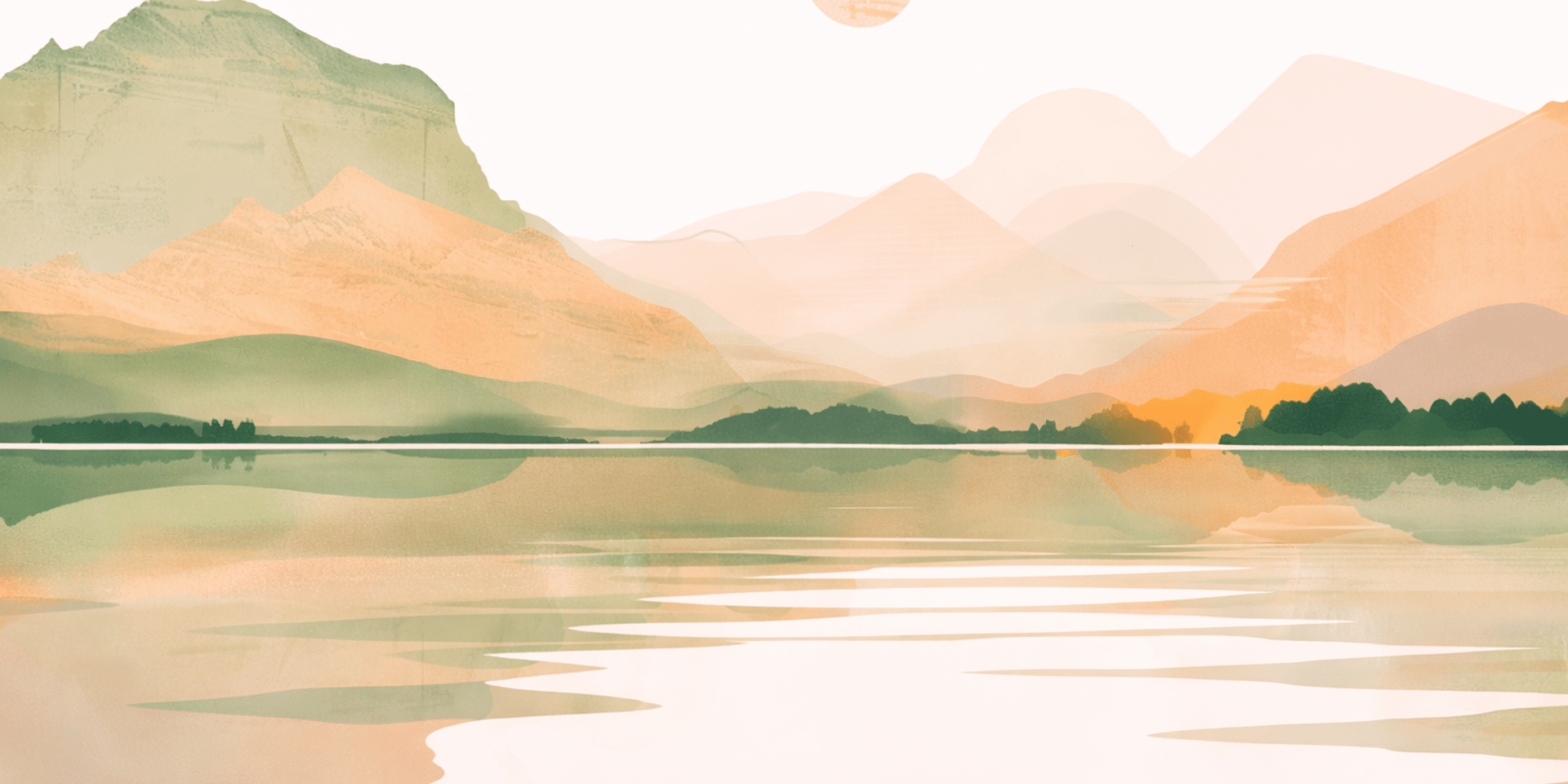 STiAS Header 2026 © KI-generiert mit ChatGPT, 2026 Berghorizont und spiegelnder See bei Sonnenaufgang