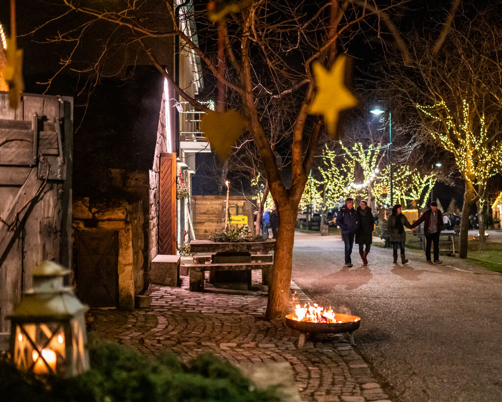 Christmas decorated cellar alley in Purbach